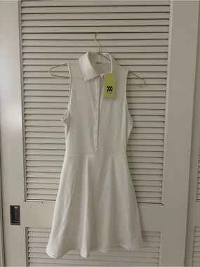 all in motion White Sleeveless Polo Dress with Button Placket